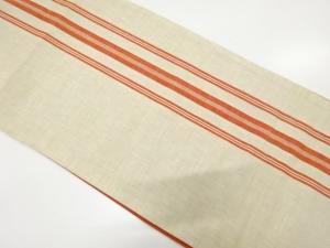 アンティーク　綿紬　縞模様織り出し全通袋帯（材料）
